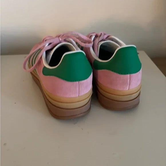 Adidas Gazelle Pink and Green platform Sneakers 9 - Picture 5 of 7